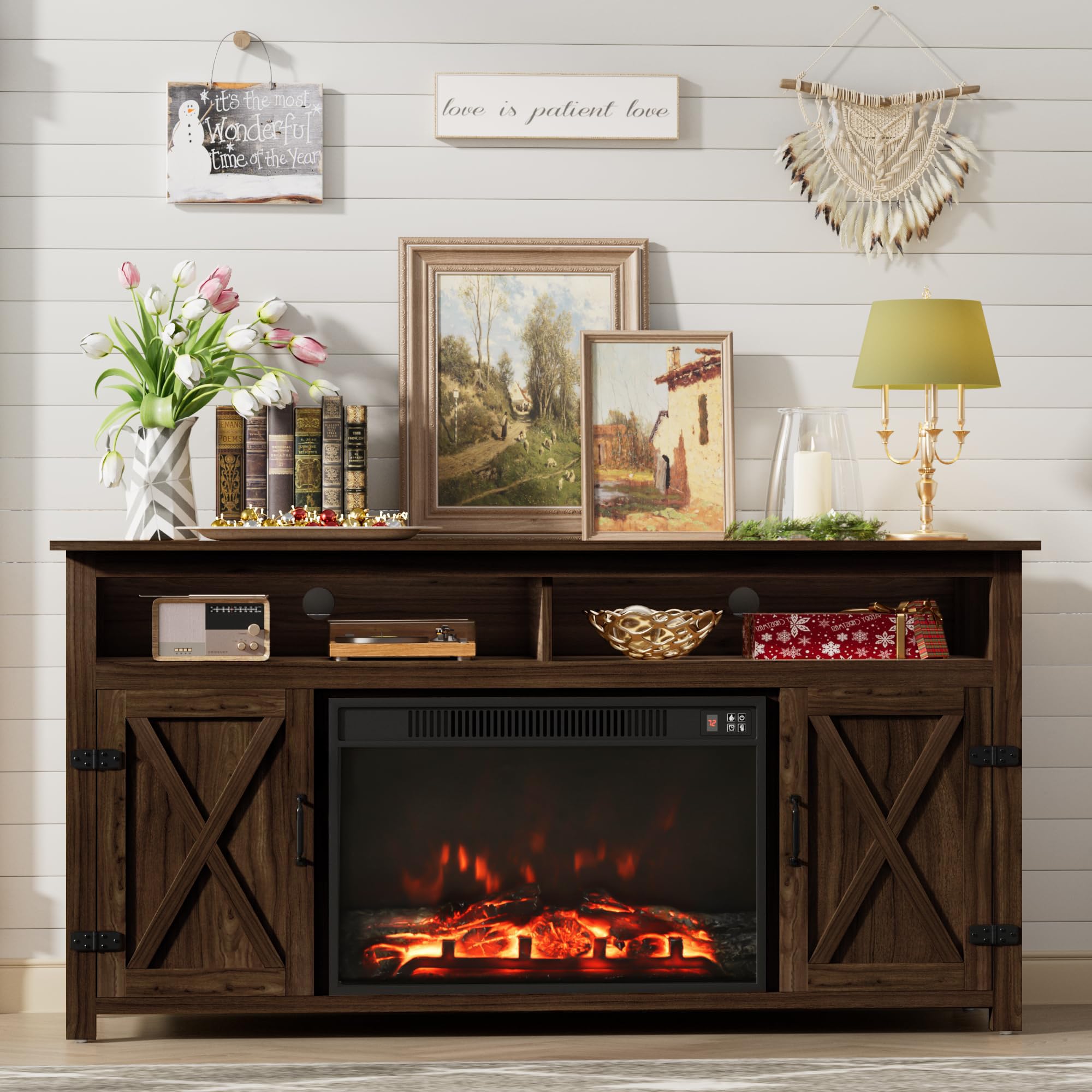 Amazon.com: Furmax Farmhouse Fireplace TV Stand for TVs Up to 65